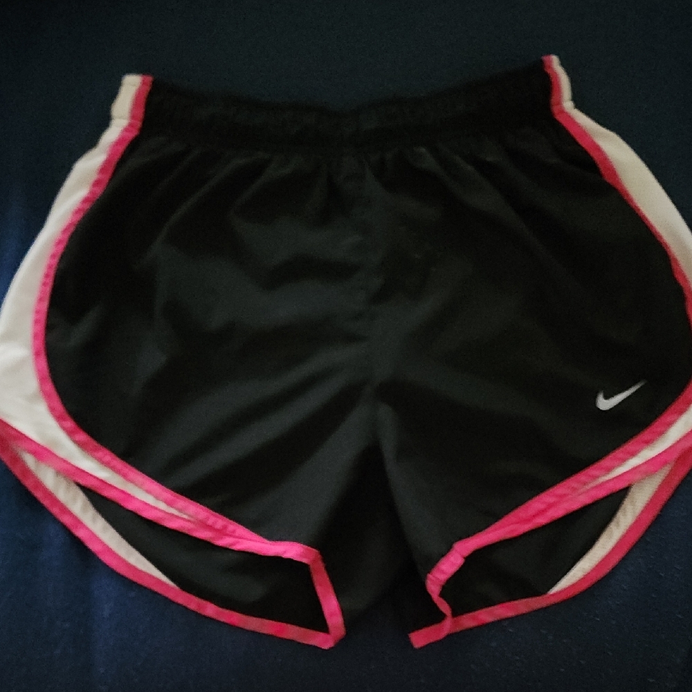 Women's Black and Pink Athletic Shorts